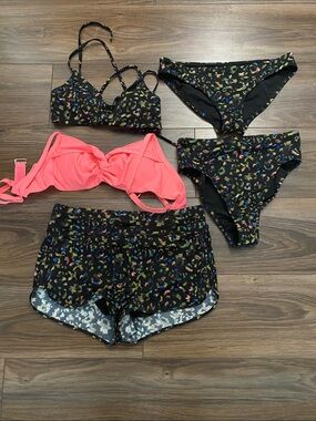 Athleta swim bundle- multi-colored leopard print